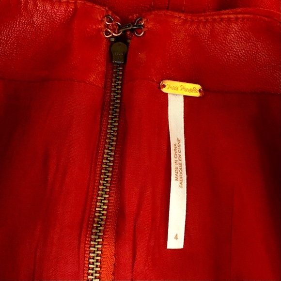 FREE PEOPLE Modern Femme Faux-Leather/ Suede Micro Mini Skirt, red - Picture 7 of 7
